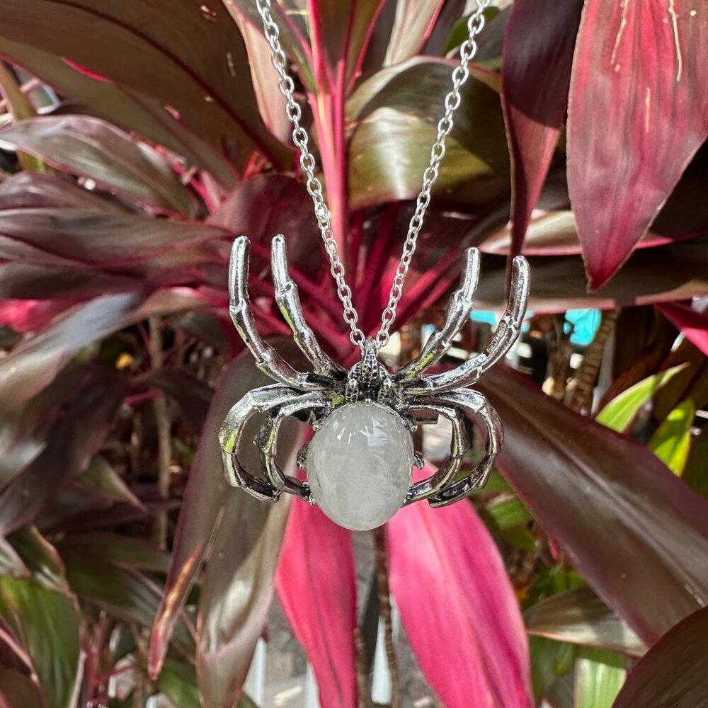 NEW Halloween Clear Quartz Spider Pendant Clear Quartz Spider Brooch